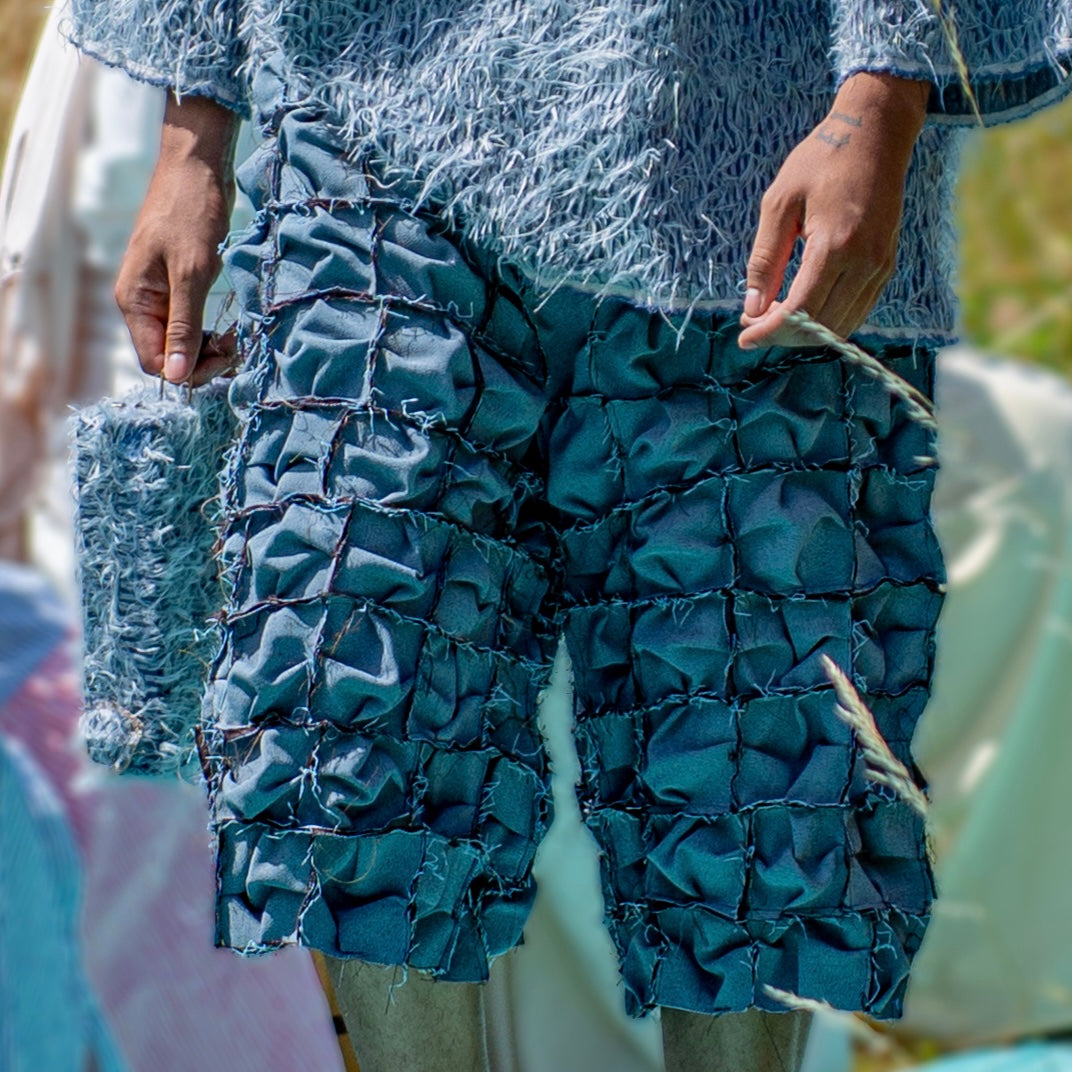 Short patchwork denim