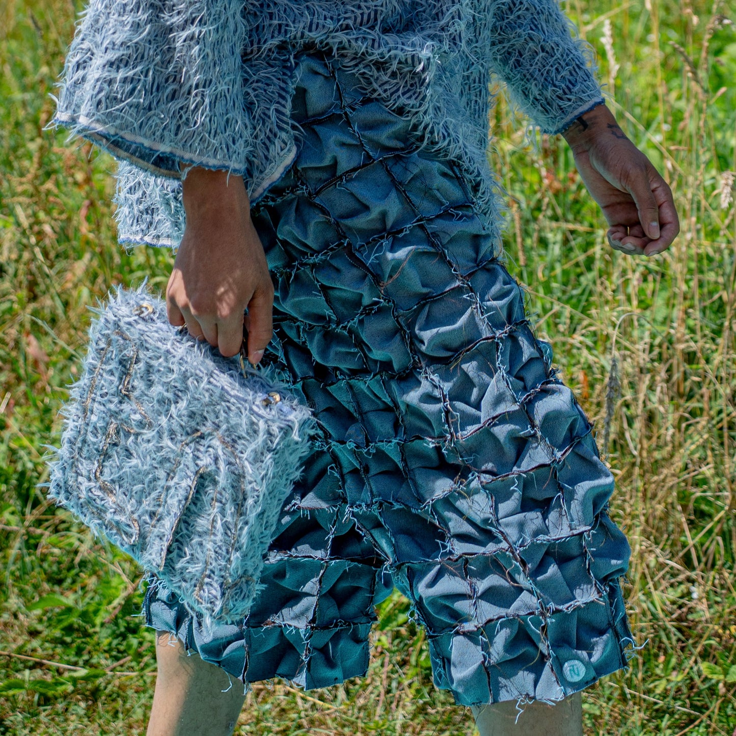 Short patchwork denim