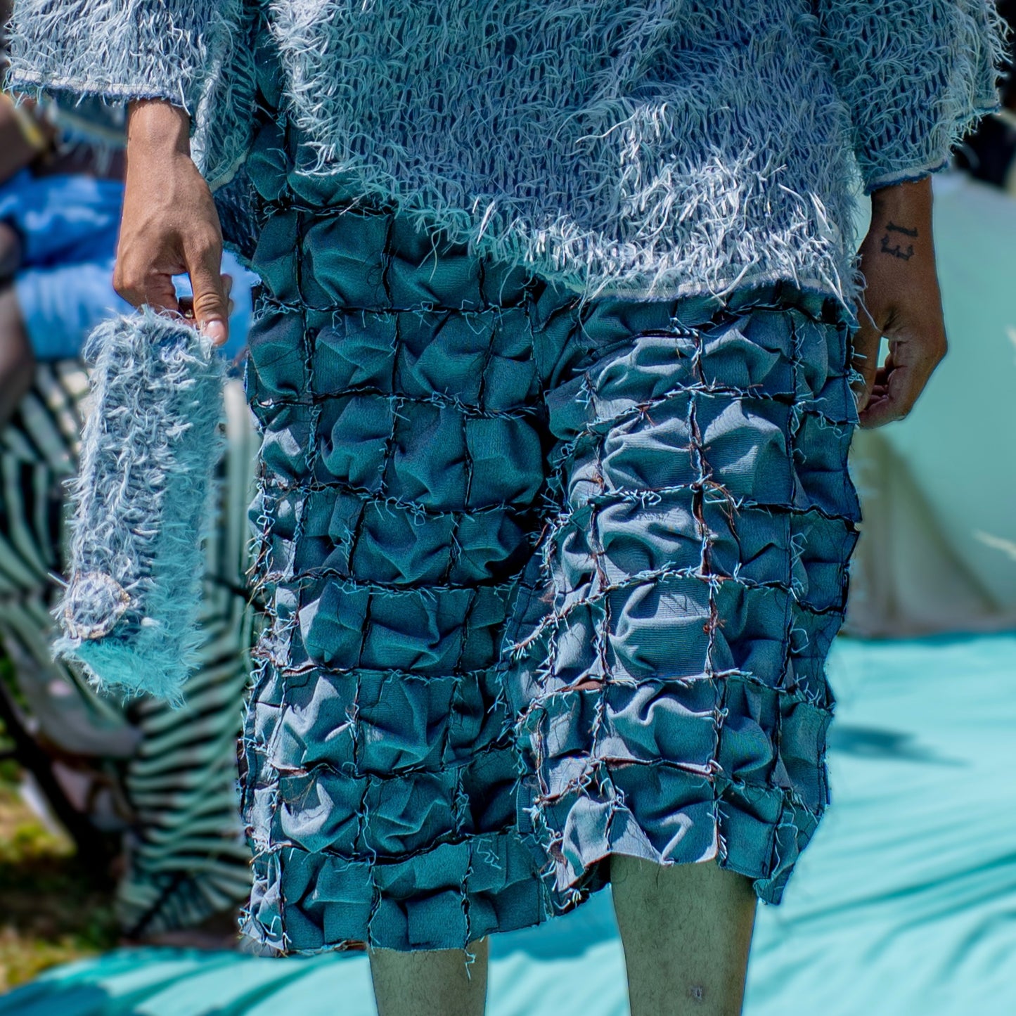 Short patchwork denim