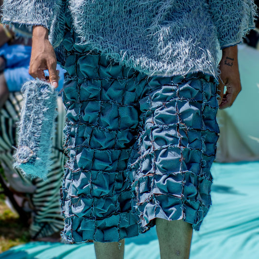 Short patchwork denim
