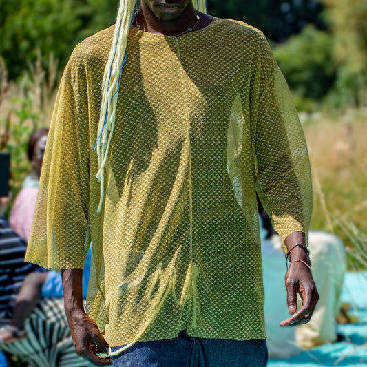 T-shirt transparent à motifs géométriques